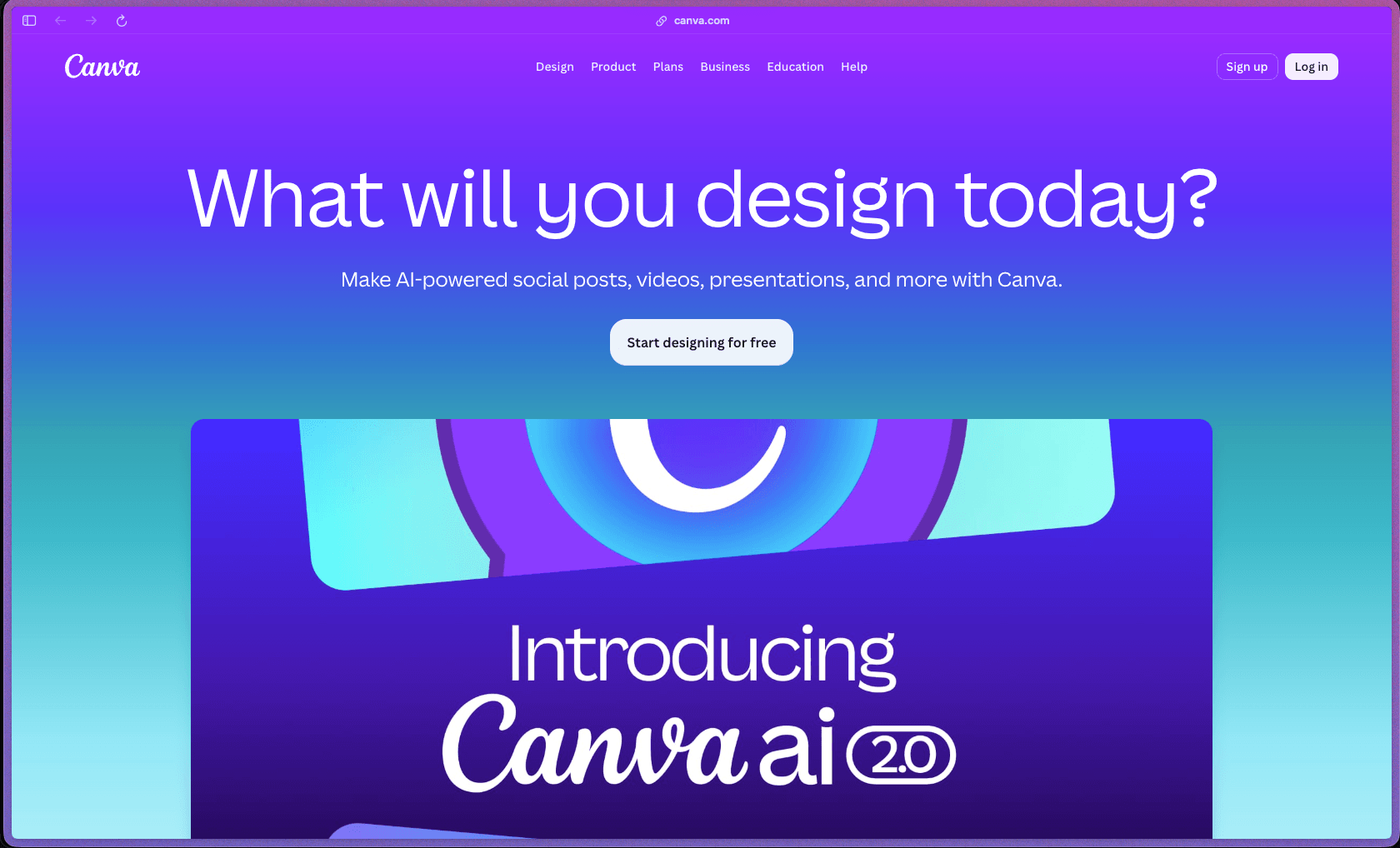Canva homepage showing no-code graphic design platform with drag-and-drop editor, 1 million-plus templates for social media posts, presentations, video, documents, whiteboards, flyers, business cards, websites and print materials, Magic Studio AI suite including Magic Write, Magic Design, Magic Expand, Magic Eraser, Magic Grab, Magic Edit and Text to Image, Brand Kit with custom logos colors and fonts, Magic Resize for multi-platform design variations, Background Remover, Content Planner for scheduling to 8 social platforms, real-time team collaboration, approval workflows, Brand Controls, team Brand Kits, Version History, Logo Builder, AI Admin Controls, SSO for Enterprise, CMYK print-ready PDF export, and free plan with no time limit